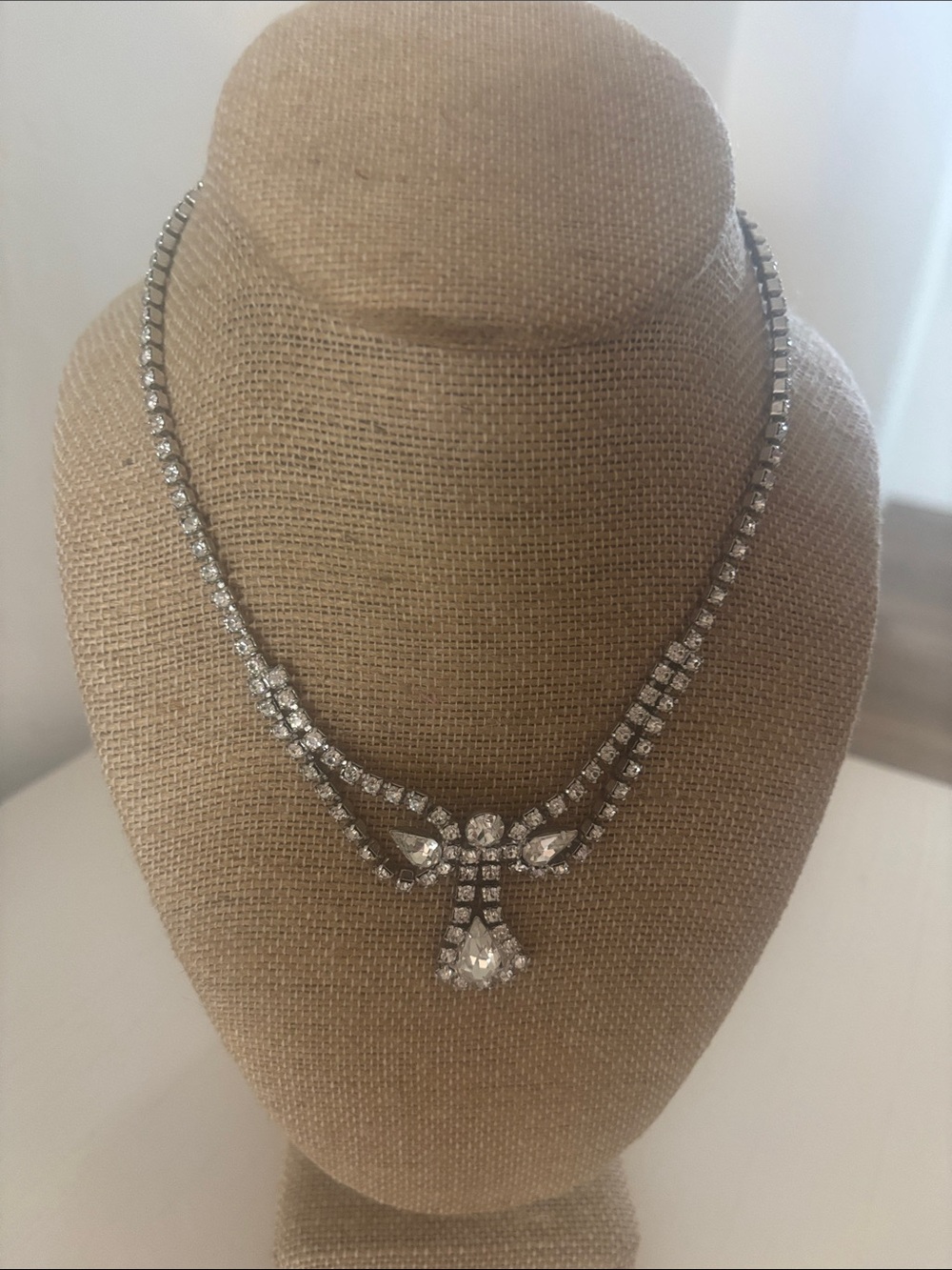 Silver Crystal Drop Statement Necklace - Women Jewelry